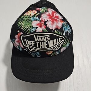 Vans Off The Wall Trucker Hat Floral Patch Mesh Snap Back Baseball Cap
